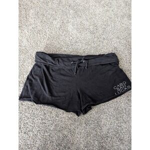 Jammin in the Beach Cabo San Lucas Fold Over Rhinestone Black Shorts XL Y2K
